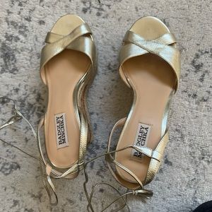 Gold Badgley Mischka Lace Up Wedges